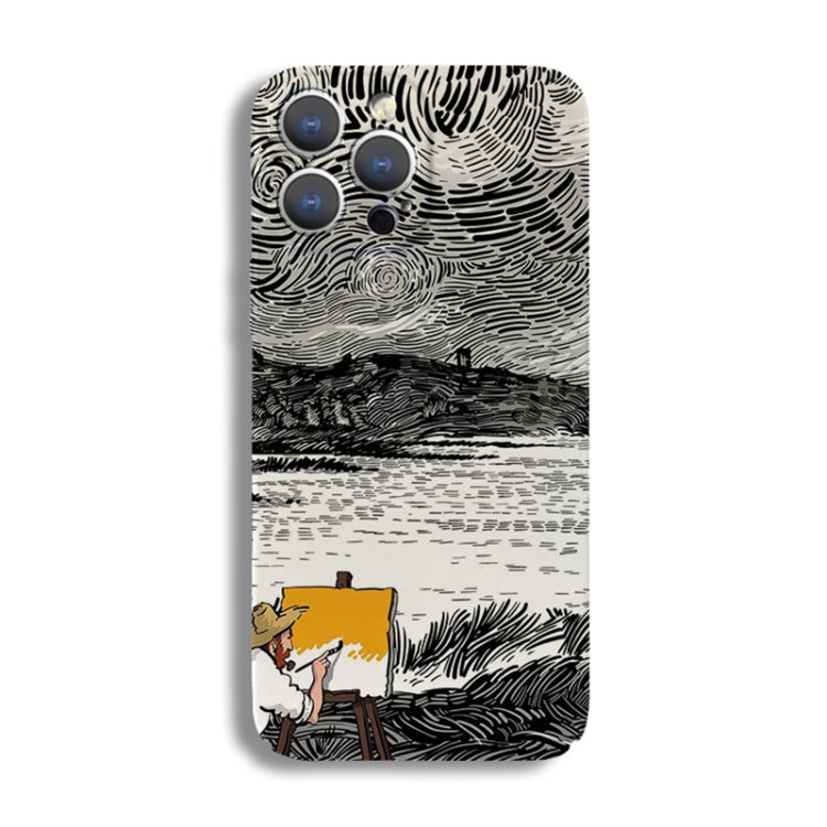 For iPhone 13 Pro Max Precise Hole Oil Painting Pattern PC Phone Case(Inkwash) - iPhone 13 Pro Max Cases by PMC TechLife | Online Shopping South Africa | PMC TechLife