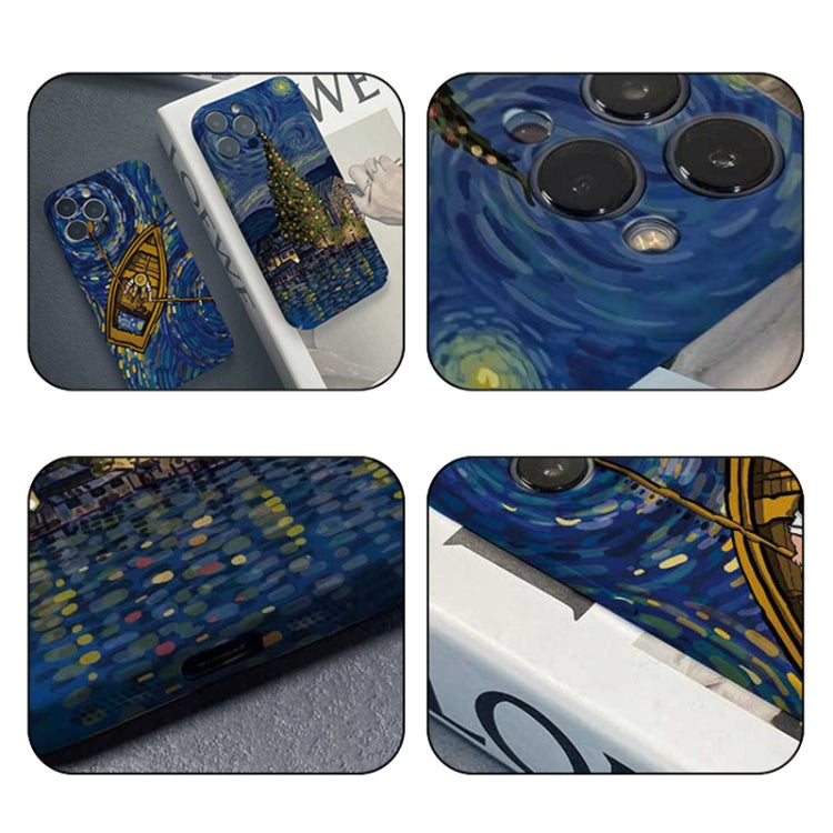 For iPhone 12 mini Precise Hole Oil Painting Pattern PC Phone Case(Boating) - iPhone 12 mini Cases by PMC TechLife | Online Shopping South Africa | PMC TechLife