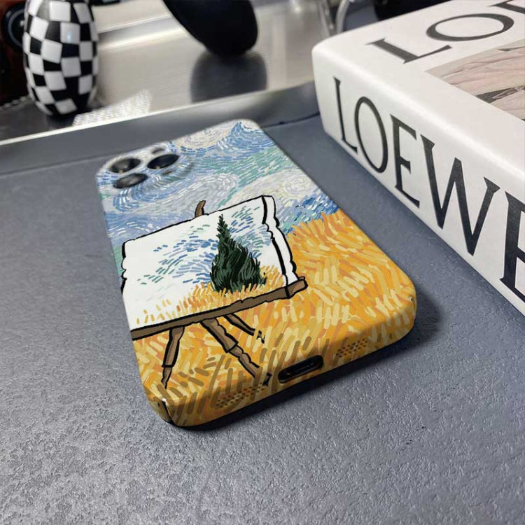 For iPhone 12 Pro Precise Hole Oil Painting Pattern PC Phone Case(Landscape Painting) - iPhone 12 / 12 Pro Cases by PMC TechLife | Online Shopping South Africa | PMC TechLife