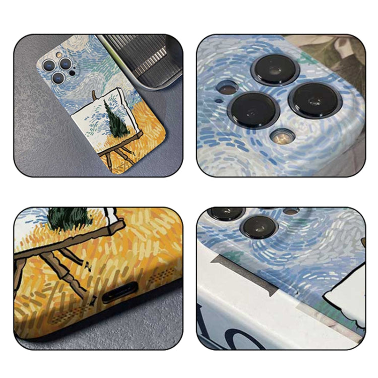 For iPhone 12 Pro Precise Hole Oil Painting Pattern PC Phone Case(Landscape Painting) - iPhone 12 / 12 Pro Cases by PMC Jewellery | Online Shopping South Africa | PMC Jewellery