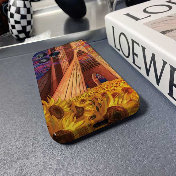 For iPhone 12 Pro Max Precise Hole Oil Painting Pattern PC Phone Case(Architectural Painting) - free shipping - PMC TechLife - Order now!