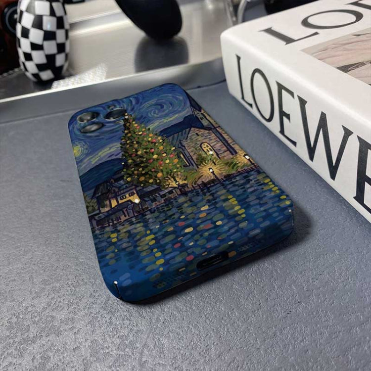 For iPhone 11 Pro Max Precise Hole Oil Painting Pattern PC Phone Case(Boating) - free shipping - PMC TechLife - Order now!