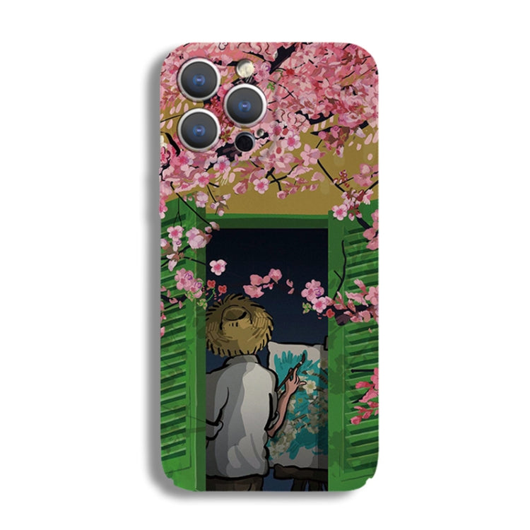 For iPhone 8 Plus / 7 Plus Precise Hole Oil Painting Pattern PC Phone Case(Peach Blossom) - More iPhone Cases by PMC TechLife | Online Shopping South Africa | PMC TechLife