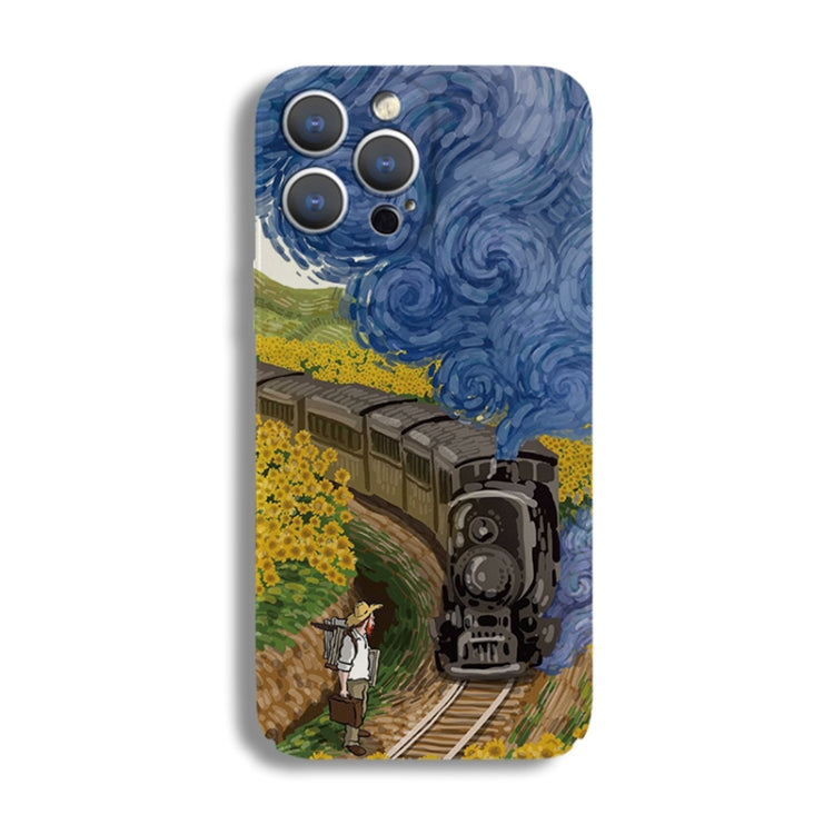 For iPhone X / XS Precise Hole Oil Painting Pattern PC Phone Case(Train) - More iPhone Cases by PMC Jewellery | Online Shopping South Africa | PMC Jewellery