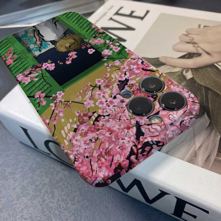 For iPhone X / XS Precise Hole Oil Painting Pattern PC Phone Case(Peach Blossom) - free shipping - PMC TechLife - Order now!