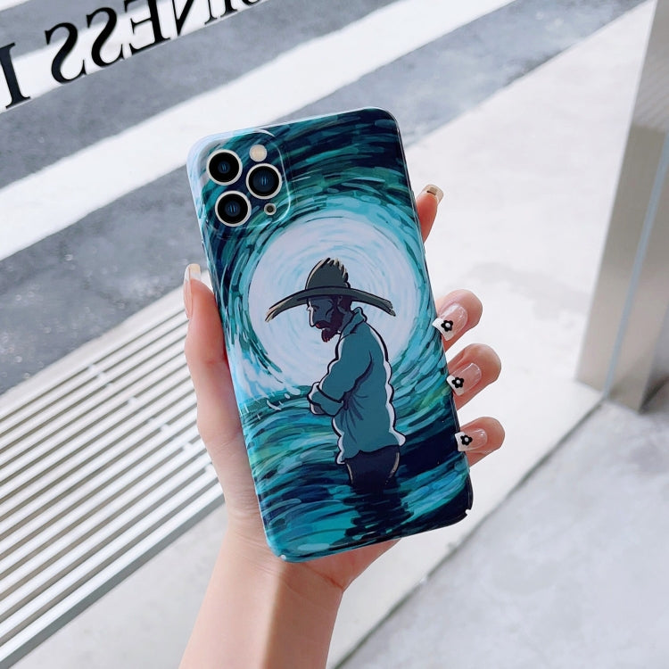 For iPhone 12 mini Precise Hole Oil Painting Pattern PC Phone Case(Thinker) - iPhone 12 mini Cases by PMC TechLife | Online Shopping South Africa | PMC TechLife