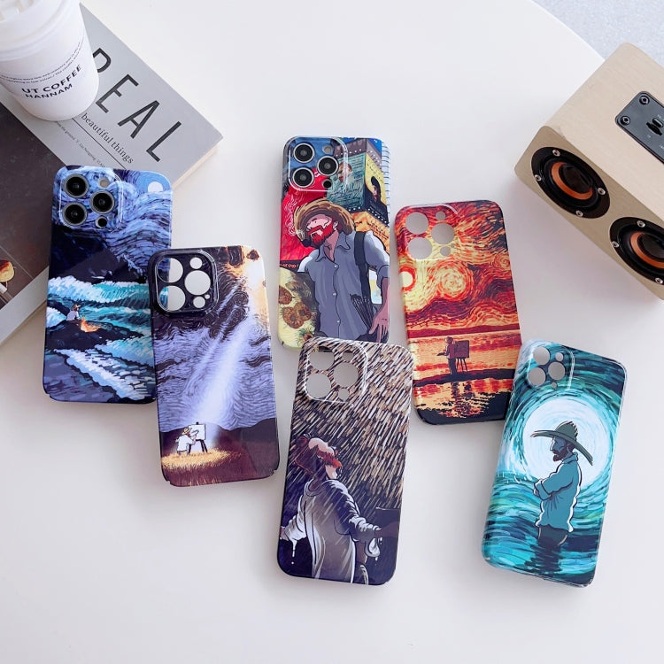 For iPhone XR Precise Hole Oil Painting Pattern PC Phone Case(Sunset) - More iPhone Cases by PMC TechLife | Online Shopping South Africa | PMC TechLife