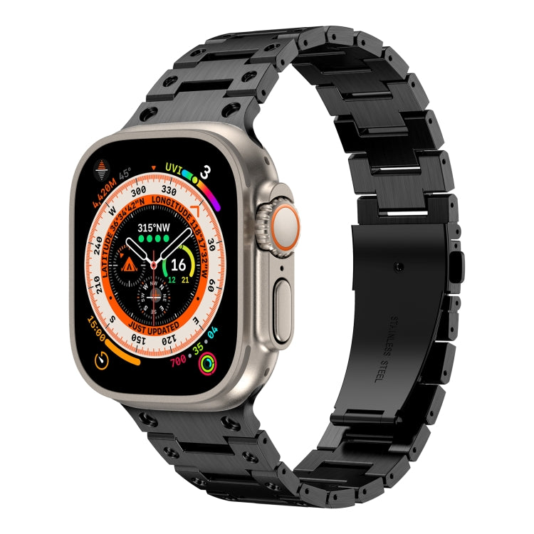Double Rows Metal Watch Band For Apple Watch 7 45mm(Black) - Watch Bands by PMC TechLife | Online Shopping South Africa | PMC TechLife