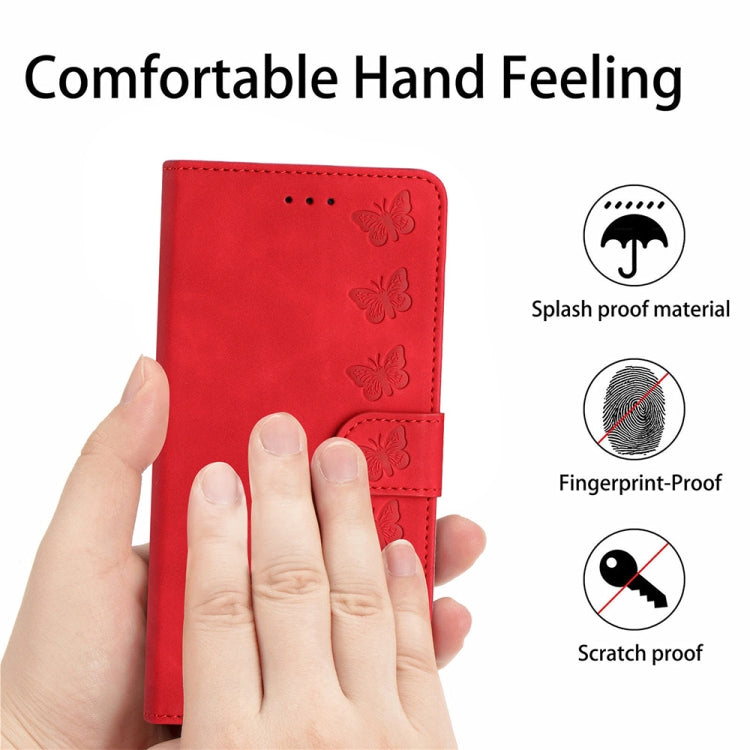 For Xiaomi Redmi Note 12 Pro 5G Global Seven Butterflies Embossed Leather Phone Case(Red) - free shipping - PMC TechLife - Order now!