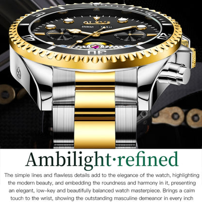 OLEVS 6605 Men Multifunctional Waterproof Mechanical Watch(Green + Gold) - Metal Strap Watches by OLEVS | Online Shopping South Africa | PMC Jewellery