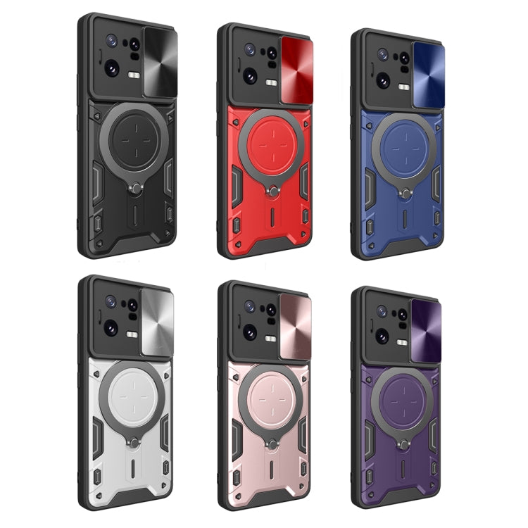 For Xiaomi 13 Pro CD Texture Sliding Camshield Magnetic Holder Phone Case(Red) - free shipping - PMC TechLife - Order now!