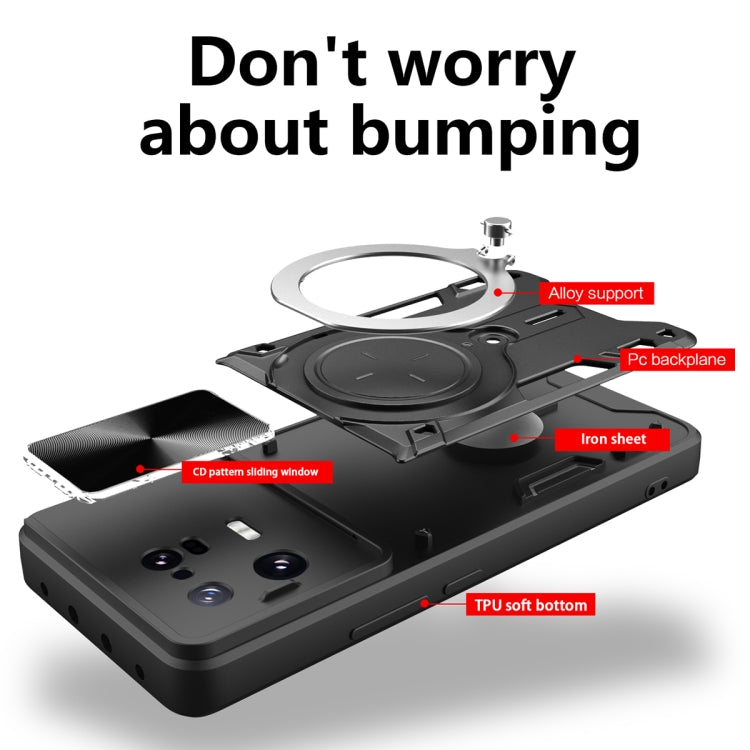 For Xiaomi 13 Pro CD Texture Sliding Camshield Magnetic Holder Phone Case(Silver) - free shipping - PMC TechLife - Order now!
