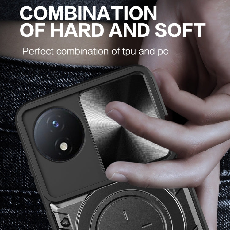 For Xiaomi Poco X4 Pro 5G CD Texture Sliding Camshield Magnetic Holder Phone Case(Black) - free shipping - PMC TechLife - Order now!