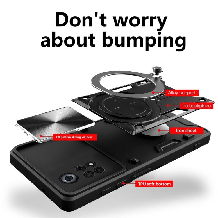 For Xiaomi Poco X4 Pro 5G CD Texture Sliding Camshield Magnetic Holder Phone Case(Purple) - free shipping - PMC TechLife - Order now!