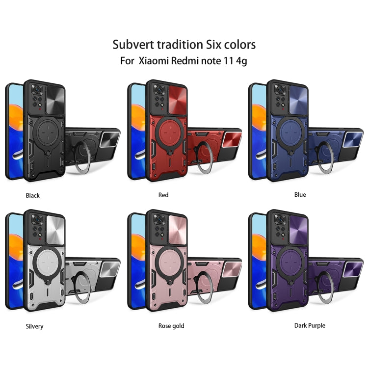 For Xiaomi Redmi Note 11 4G CD Texture Sliding Camshield Magnetic Holder Phone Case(Pink) - free shipping - PMC TechLife - Order now!