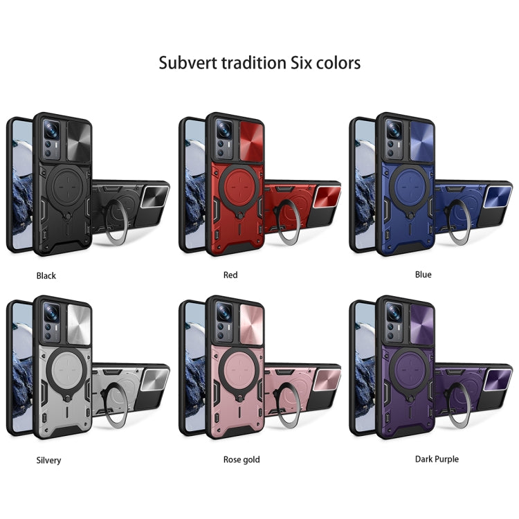 For Xiaomi 12T / 12T Pro CD Texture Sliding Camshield Magnetic Holder Phone Case(Blue) - free shipping - PMC TechLife - Order now!