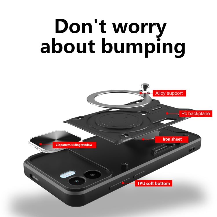 For Xiaomi Redmi A1 4G CD Texture Sliding Camshield Magnetic Holder Phone Case(Blue) - free shipping - PMC TechLife - Order now!