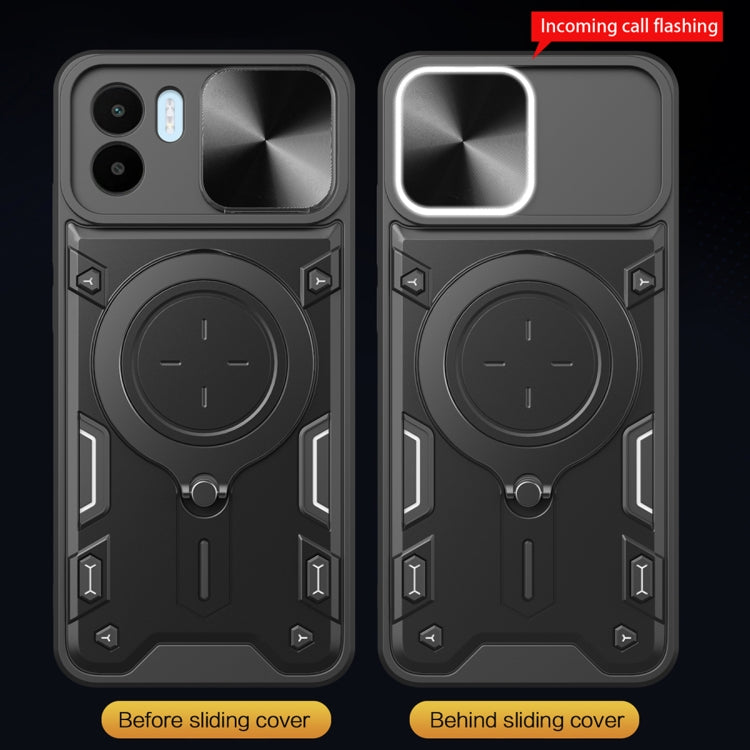 For Xiaomi Redmi A1 4G CD Texture Sliding Camshield Magnetic Holder Phone Case(Silver) - free shipping - PMC TechLife - Order now!