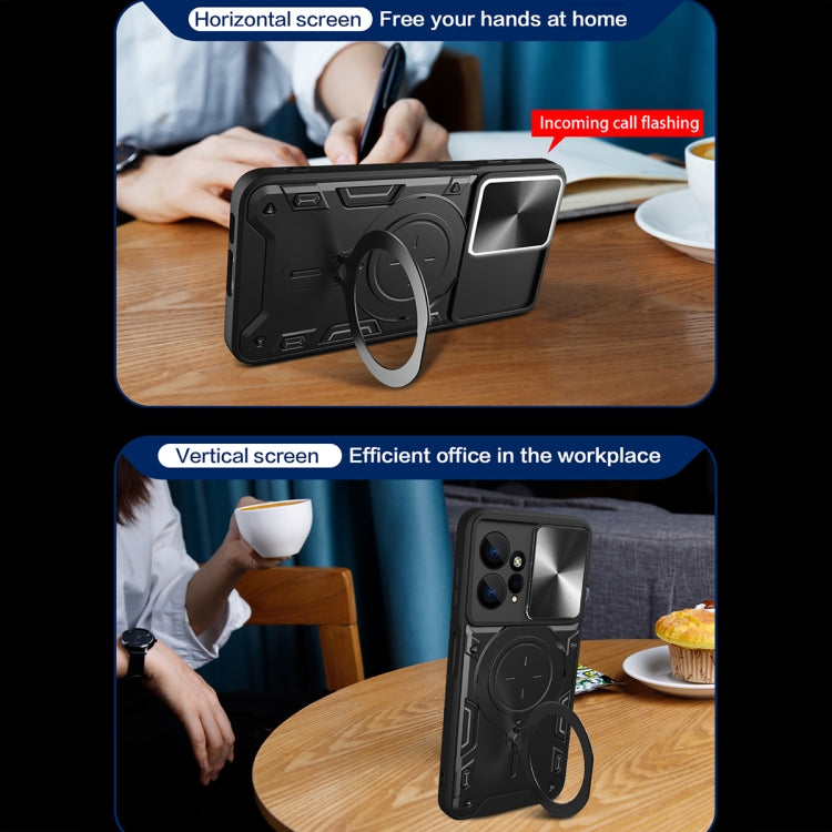 For Xiaomi Redmi Note 12 4G CD Texture Sliding Camshield Magnetic Holder Phone Case(Purple) - free shipping - PMC TechLife - Order now!