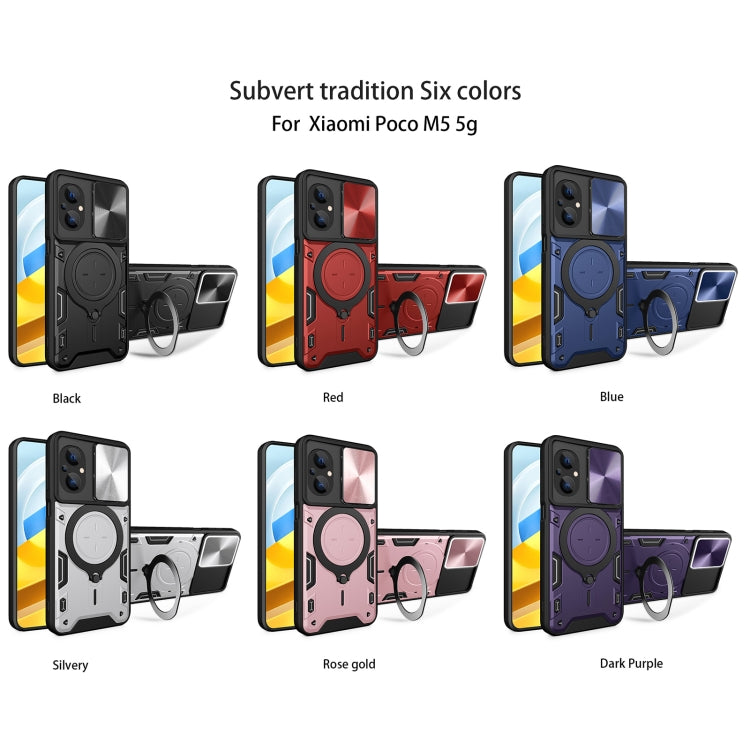 For Xiaomi Poco M5 5G CD Texture Sliding Camshield Magnetic Holder Phone Case(Pink) - free shipping - PMC TechLife - Order now!