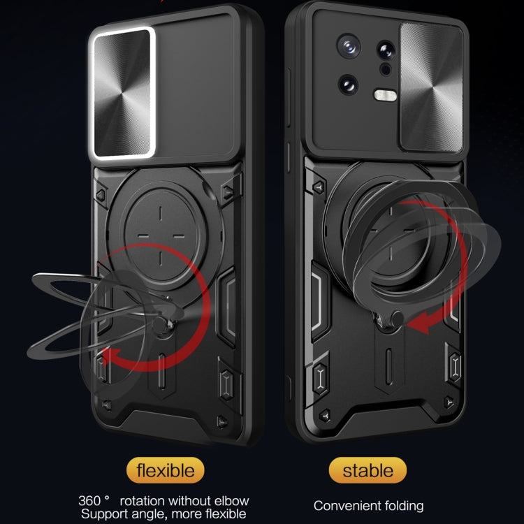 For Xiaomi 13 CD Texture Sliding Camshield Magnetic Holder Phone Case(Purple) - free shipping - PMC TechLife - Order now!