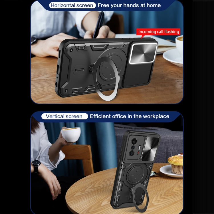 For Xiaomi 11T CD Texture Sliding Camshield Magnetic Holder Phone Case(Red) - free shipping - PMC TechLife - Order now!