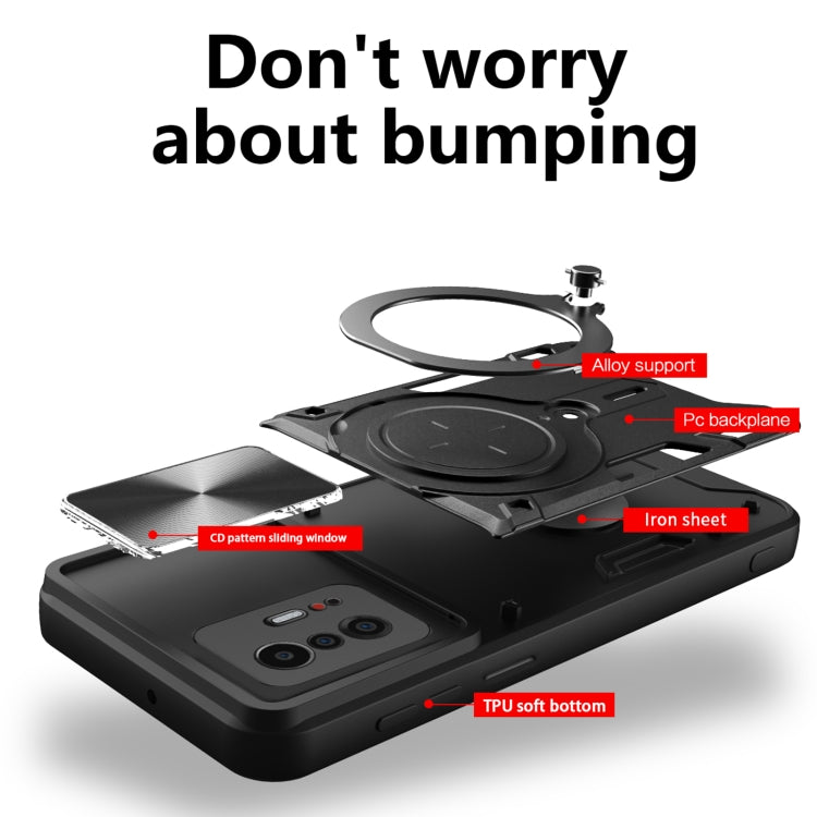 For Xiaomi 11T CD Texture Sliding Camshield Magnetic Holder Phone Case(Purple) - free shipping - PMC TechLife - Order now!