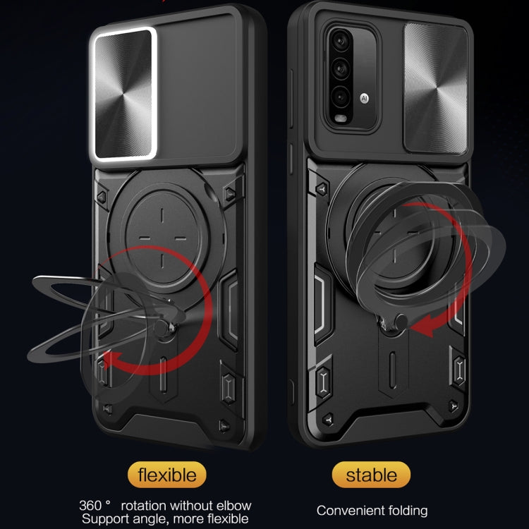 For Xiaomi Redmi Note 9 4G / Poco M3 CD Texture Sliding Camshield Magnetic Holder Phone Case(Red) - free shipping - PMC TechLife - Order now!