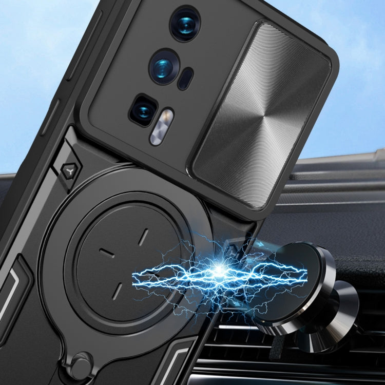 For Xiaomi Poco F5 Pro/Redmi K60  CD Texture Sliding Camshield Magnetic Holder Phone Case(Black) - free shipping - PMC TechLife - Order now!