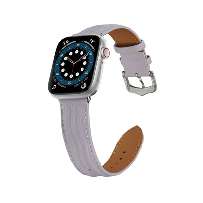 Embossed Line Genuine Leather Watch Band For Apple Watch 2 38mm(Lavender Purple) - Watch Bands by PMC Jewellery | Online Shopping South Africa | PMC Jewellery