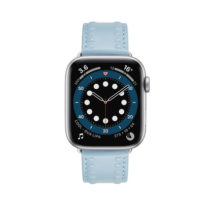 Embossed Love Genuine Leather Watch Band For Apple Watch 2 42mm(Blue) - Watch Bands by PMC Jewellery | Online Shopping South Africa | PMC Jewellery