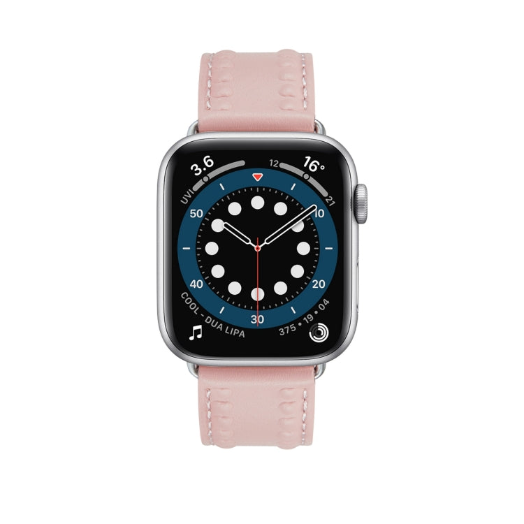 Embossed Love Genuine Leather Watch Band For Apple Watch 2 38mm(Pink) - Watch Bands by PMC TechLife | Online Shopping South Africa | PMC TechLife