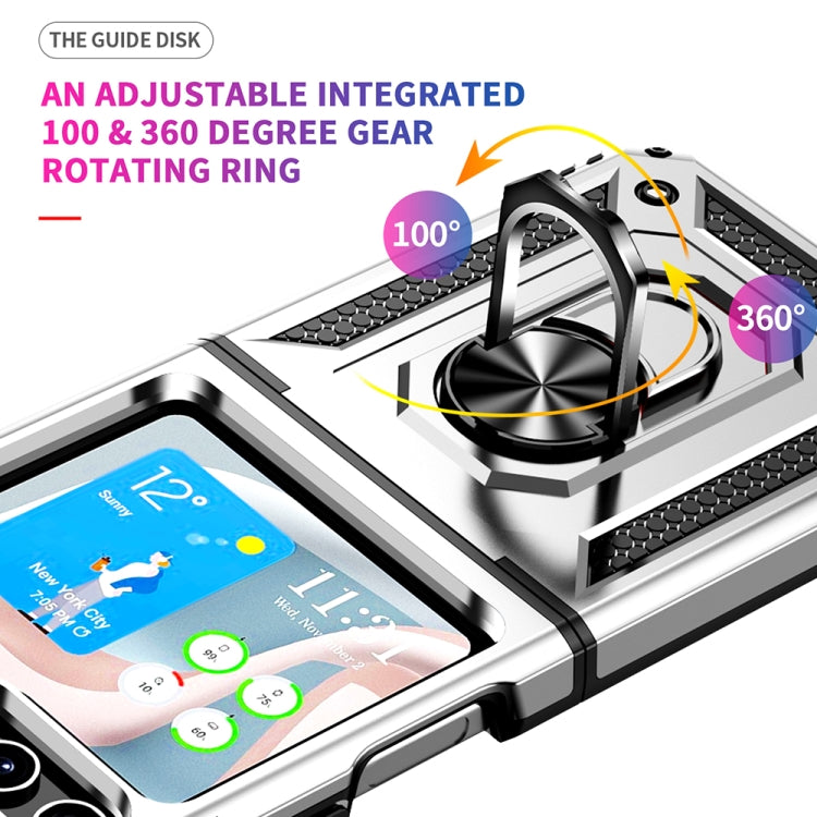 For Samsung Galaxy Z Flip5 Shockproof TPU + PC Phone Case with Holder(Silver) - free shipping - PMC TechLife - Order now!
