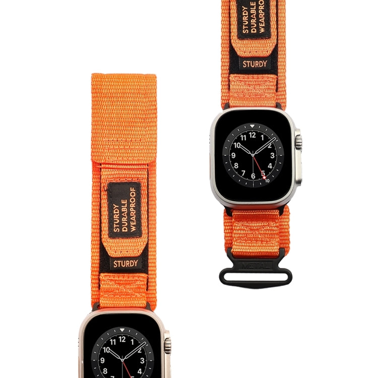 Nylon Two Section Watch Band For Apple Watch 8 45mm(Orange) - Watch Bands by PMC Jewellery | Online Shopping South Africa | PMC Jewellery