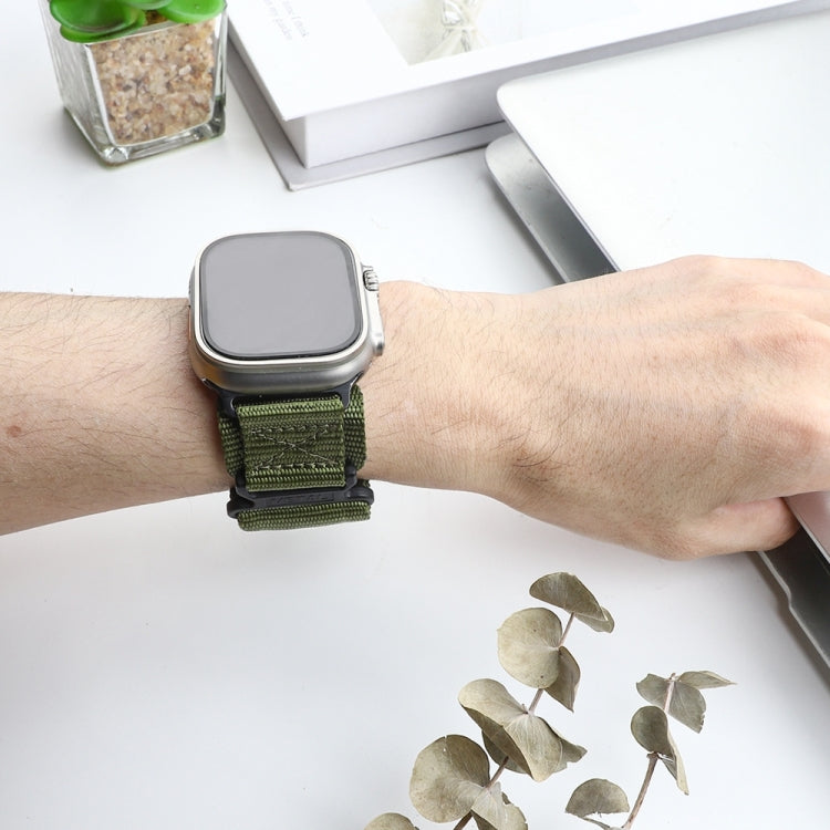 Nylon Two Section Watch Band For Apple Watch 8 45mm(Dark Green) - Watch Bands by PMC TechLife | Online Shopping South Africa | PMC TechLife