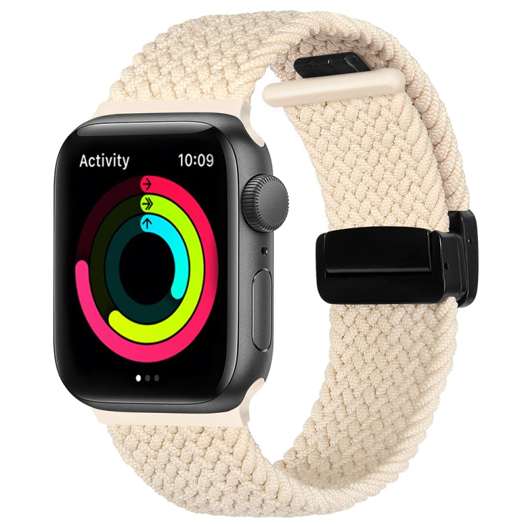 Magnetic Fold Clasp Woven Watch Band For Apple Watch 8 45mm(Starlight Color) - Watch Bands by PMC TechLife | Online Shopping South Africa | PMC TechLife