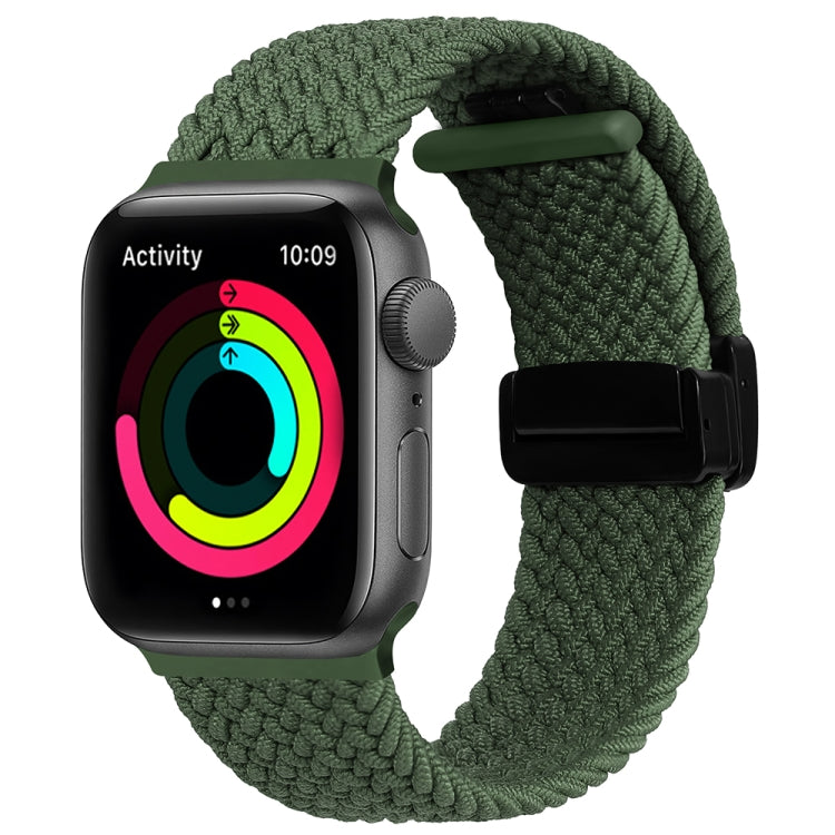 Magnetic Fold Clasp Woven Watch Band For Apple Watch 7 41mm(Green) - Watch Bands by PMC Jewellery | Online Shopping South Africa | PMC Jewellery