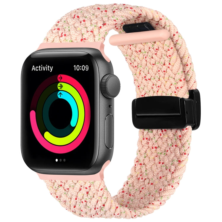 Magnetic Fold Clasp Woven Watch Band For Apple Watch 6 44mm(Starlight Pink) - Watch Bands by PMC TechLife | Online Shopping South Africa | PMC TechLife