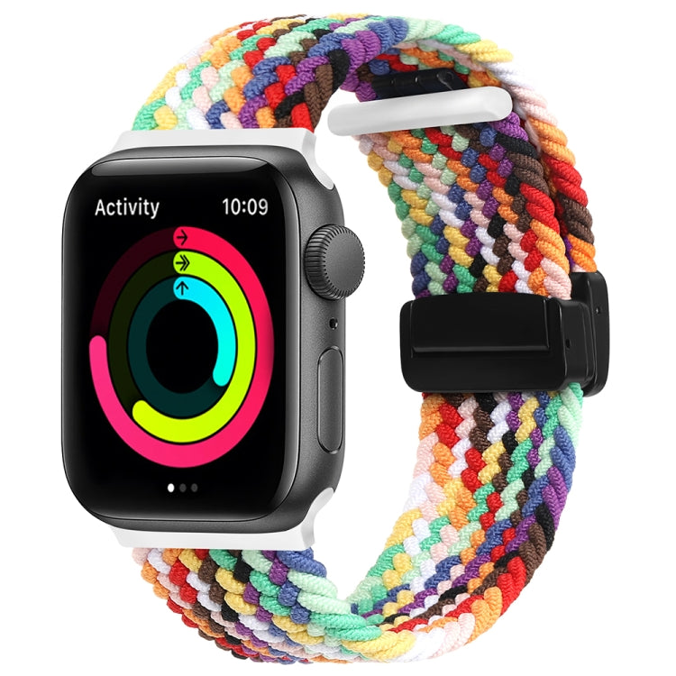 Magnetic Fold Clasp Woven Watch Band For Apple Watch 5 44mm(Rainbow Color) - Watch Bands by PMC Jewellery | Online Shopping South Africa | PMC Jewellery