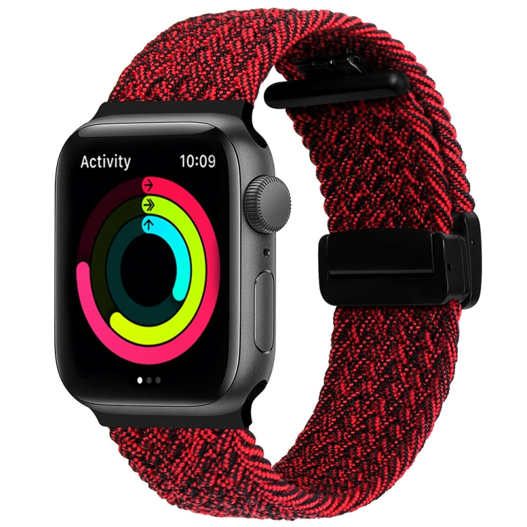 Magnetic Fold Clasp Woven Watch Band For Apple Watch 42mm(Black Sand Red) - Watch Bands by PMC TechLife | Online Shopping South Africa | PMC TechLife