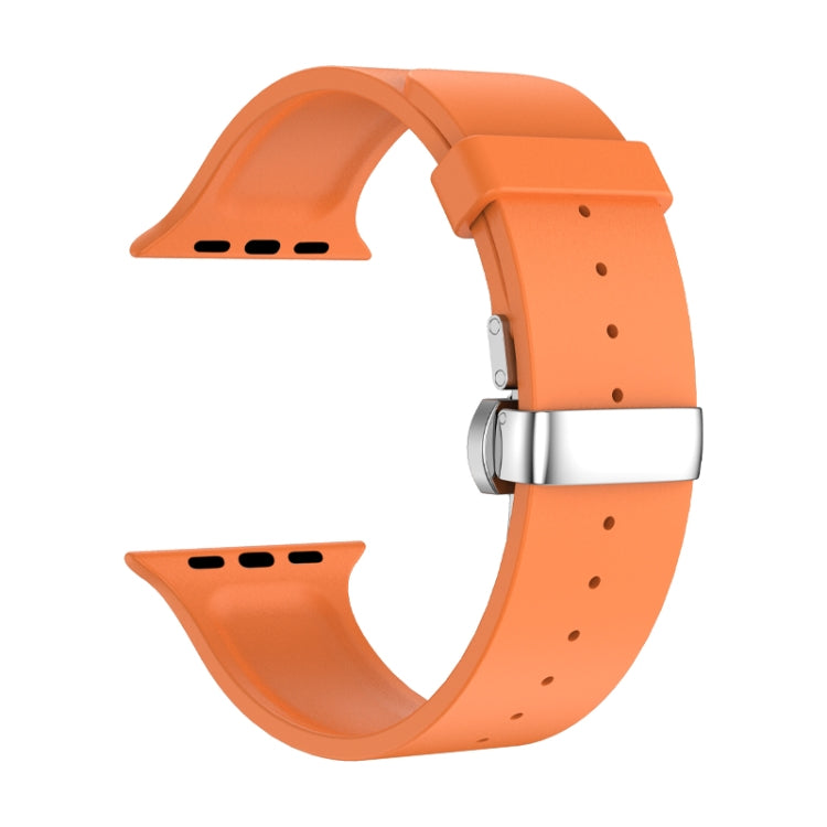 Metal Butterfly Buckle Silicone Watch Band For Apple Watch 5 40mm(Orange) - Watch Bands by PMC Jewellery | Online Shopping South Africa | PMC Jewellery