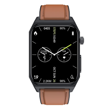 E530 1.91 inch IP68 Waterproof Leather Band Smart Watch Supports ECG / Non-invasive Blood Sugar(Brown) - Smart Watches by PMC Jewellery | Online Shopping South Africa | PMC Jewellery