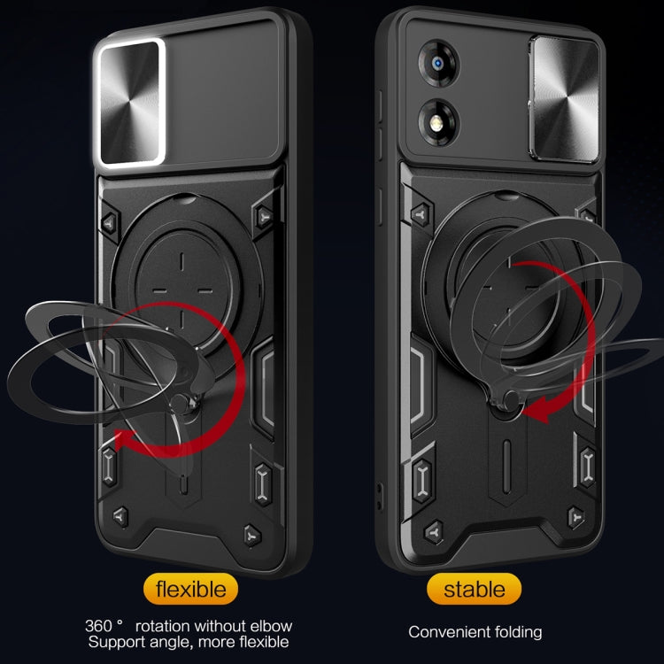 For Motorola Moto E13 CD Texture Sliding Camshield Magnetic Holder Phone Case(Black) - free shipping - PMC TechLife - Order now!