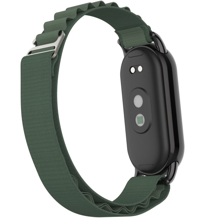 For Xiaomi Mi Band 8 Metal Plug Loop Nylon Watch Band(Black+Army Green) - Watch Bands by PMC Jewellery | Online Shopping South Africa | PMC Jewellery