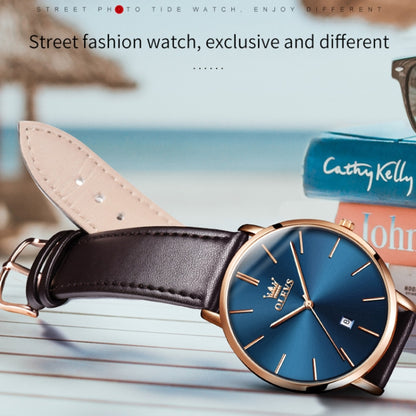 OLEVS 5869 1 Pair Couple Waterproof Genuine Leather Strap Quartz Watch(White + Rose Gold) - Couple Watches by PMC Jewellery | Online Shopping South Africa | PMC Jewellery