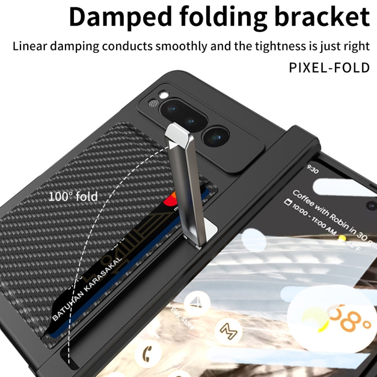 For Google Pixel Fold GKK Integrated Fold Hinge Full Coverage Phone Case with Card Bag(Carbon Fibre Black) - Google Cases by GKK | Online Shopping South Africa | PMC Jewellery