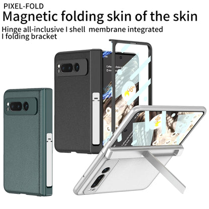 For Google Pixel Fold GKK Integrated Fold Hinge Leather Phone Case with Holder(White) - Google Cases by GKK | Online Shopping South Africa | PMC Jewellery