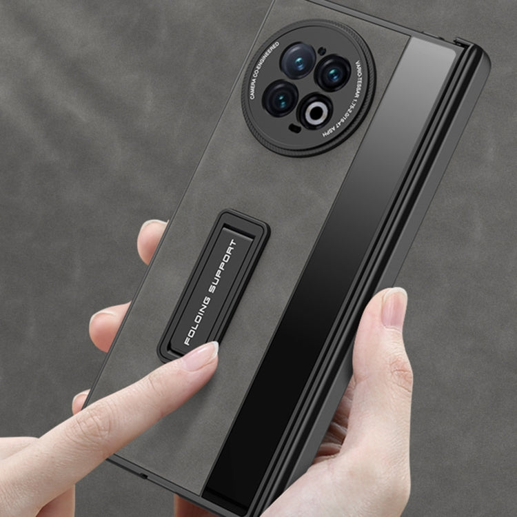 For vivo X Fold2 GKK Integrated Frosted Fold Hinge Leather Phone Case with Holder(Brown) - free shipping - PMC TechLife - Order now!