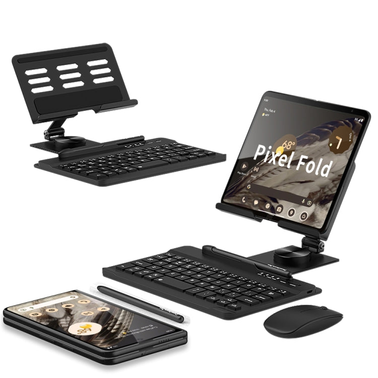 For Google Pixel Fold GKK Folding Bluetooth Keyboard Holder with Pen + Holder + Keyboard + Mouse(Black) - Others Keyboard by GKK | Online Shopping South Africa | PMC Jewellery