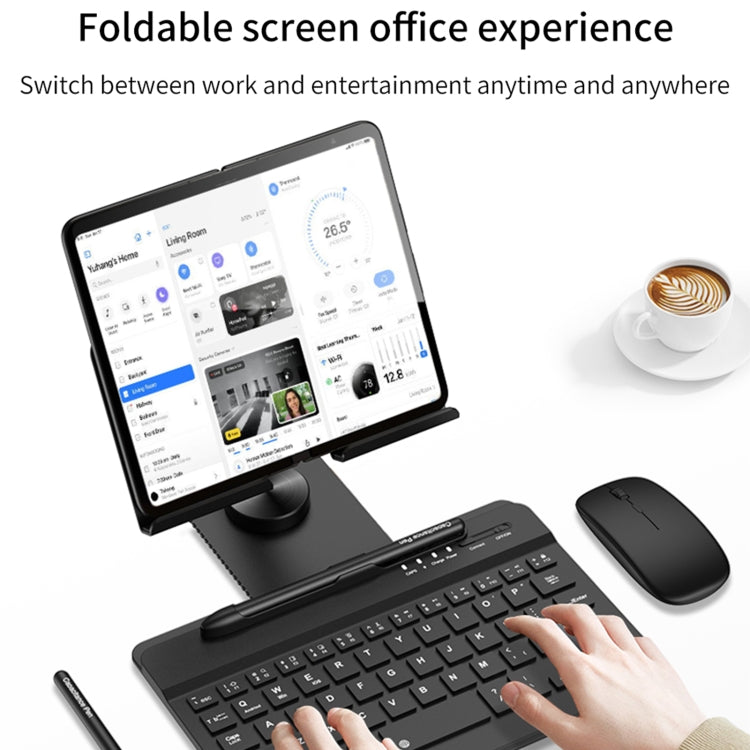 For Google Pixel Fold GKK Folding Bluetooth Keyboard Holder with Pen + Holder + Keyboard + Mouse(Black) - Others Keyboard by GKK | Online Shopping South Africa | PMC Jewellery